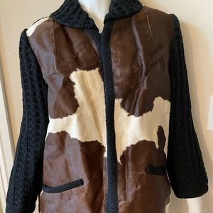 Vintage cowhide leather 3/4 length jacket
